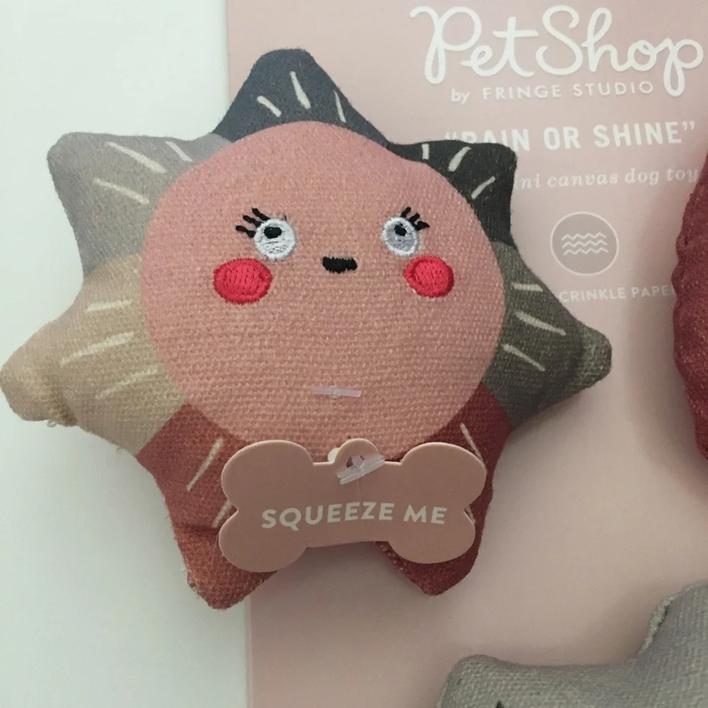 Dog Toys 3 Plush for Small Dogs Squeakers “Rain or Shine” Sun Cloud Rainbow Set